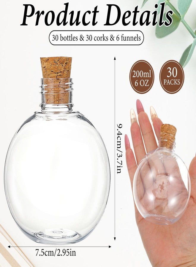Lemecima 30 Pcs 6 oz Ball Shape Plastic Sand Art Bottles Spherical Clear Plastic Potion Bottles Christmas Cocktail Ornament Balls for DIY Wedding Party Gift Crafts Decoration(Wood Color, Cork) - Image 2
